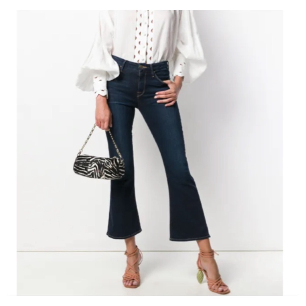 LIKE NEW! Frame Le Crop Mini Boot Jeans Women's Size 29 x 26.5 Stretch Dark Wash